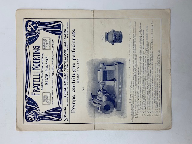 Fratelli Koerting. Fonderia ed Officina meccanica Sestri Ponente. Pompe centrifughe perfezionate (pieghevole pubblicitario)
